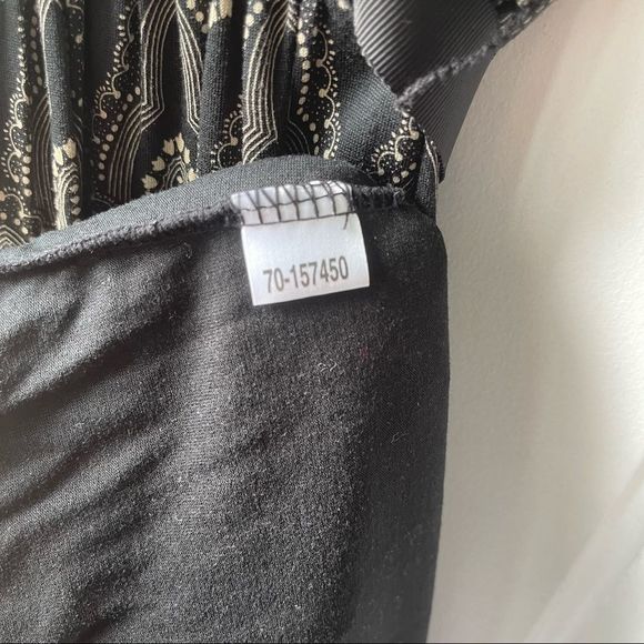 LOFT Black Beige Empire Waist Tie Back Sheath Dress Size 0 Petite - Picture 6 of 9